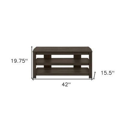 42" Brown Wood Open Shelving TV Stand