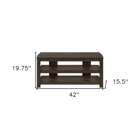 42" Brown Wood Open Shelving TV Stand