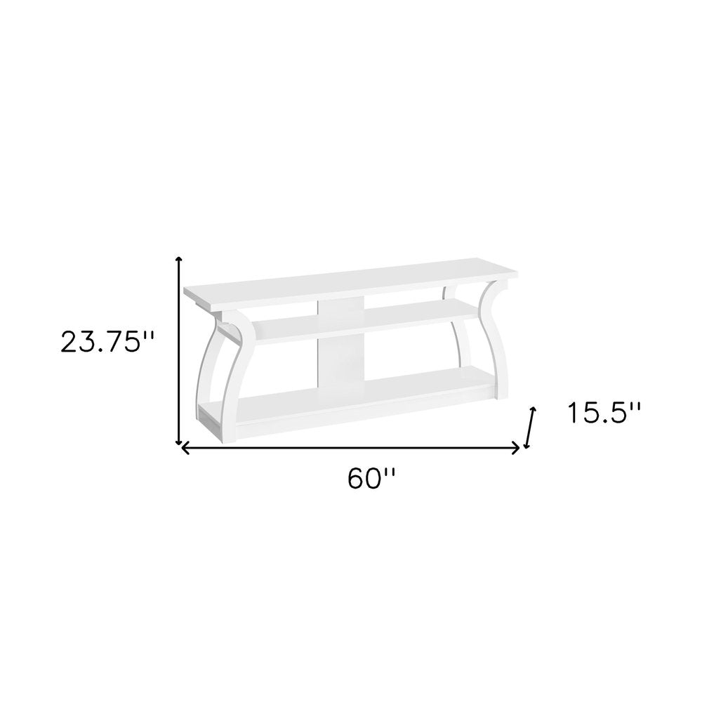 60" White Wood Open Shelving TV Stand