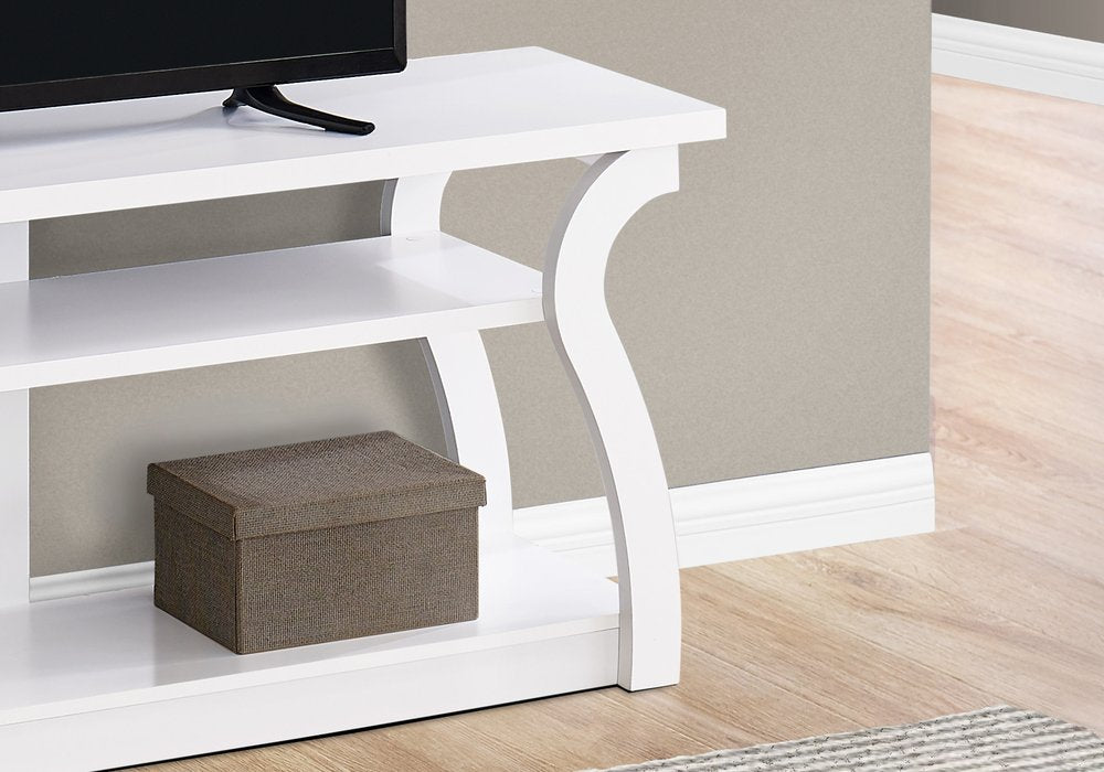 60" White Wood Open Shelving TV Stand
