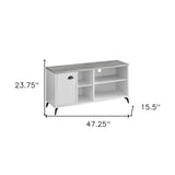 47" Gray And White Wood Enclosed and Open Storage TV Stand
