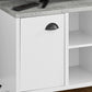 47" Gray And White Wood Enclosed and Open Storage TV Stand