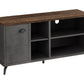47" Brown And Gray Distressed Reclaimed Wood Enclosed and Open Storage TV Stand