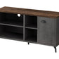 47" Brown And Gray Distressed Reclaimed Wood Enclosed and Open Storage TV Stand