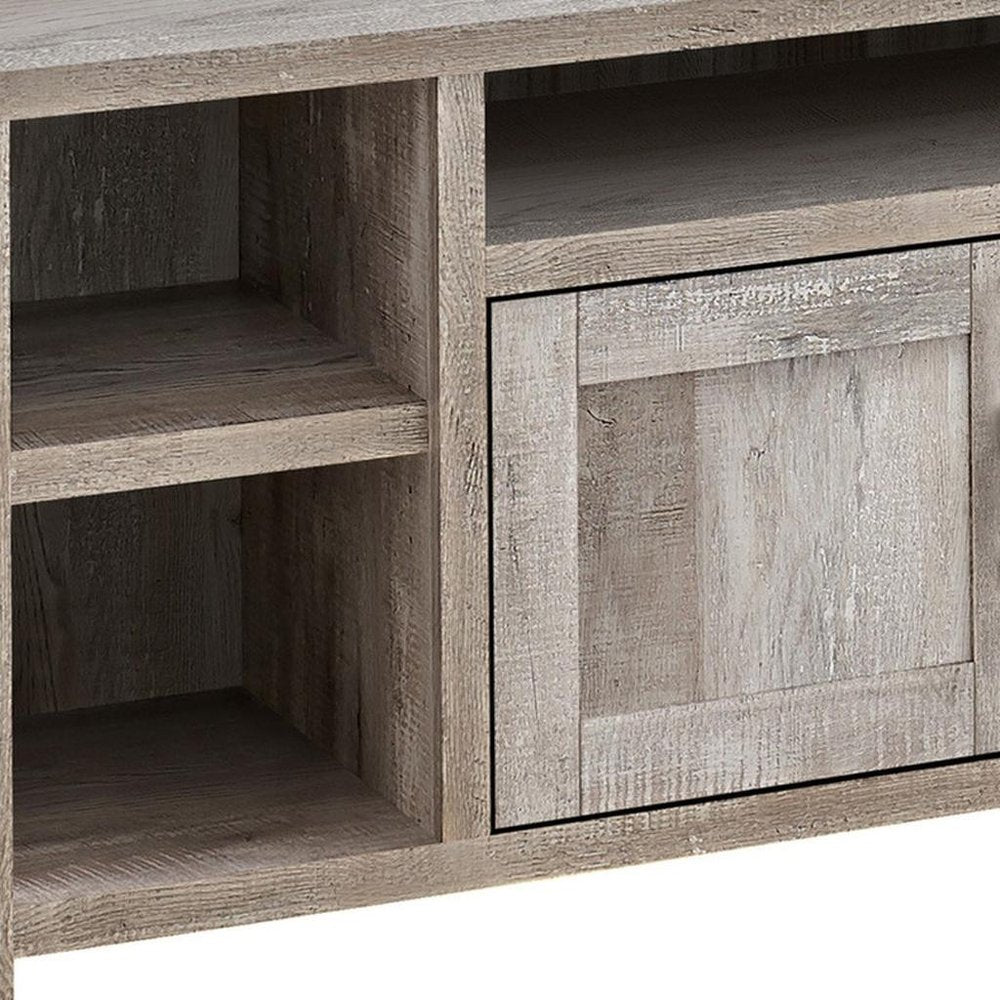59" Taupe Distressed Wood Enclosed and Open Storage TV Stand