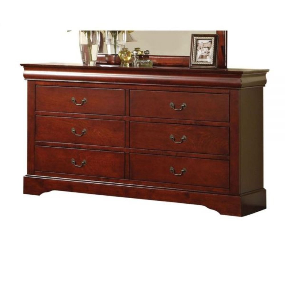 60" Black Solid and Manufactured Wood Six Drawer Double Dresser