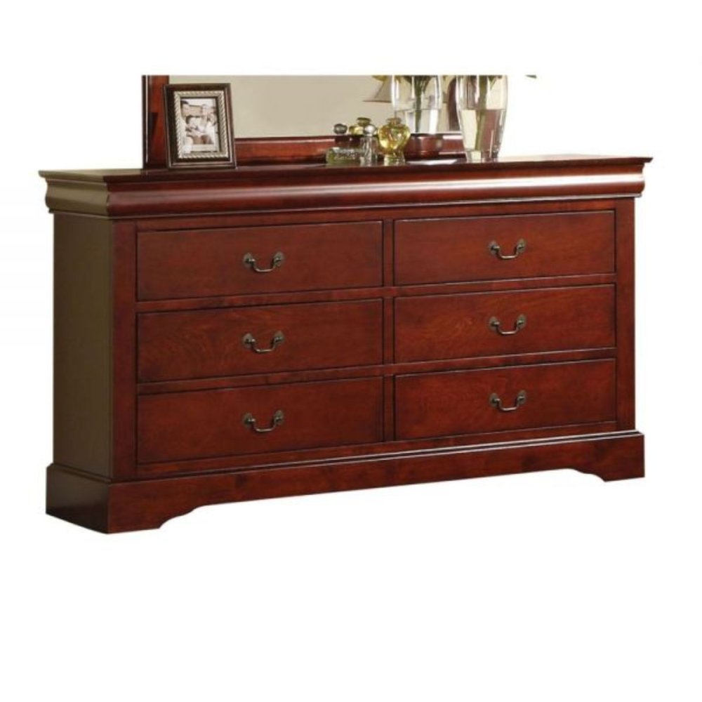 60" Black Solid and Manufactured Wood Six Drawer Double Dresser