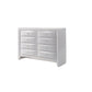 59" White Solid and Manufactured Wood Eight Drawer Double Dresser