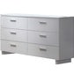 63" White Wood Six Drawer Double Dresser