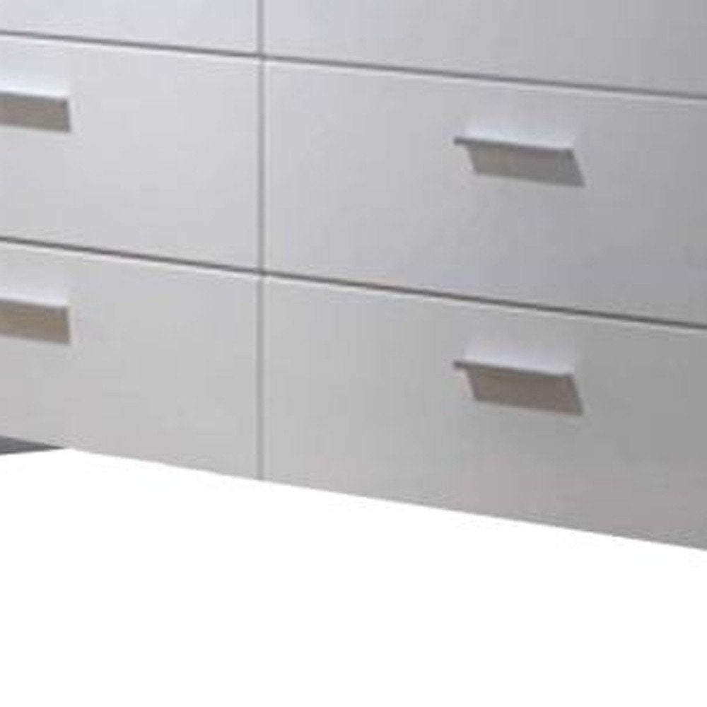 63" White Wood Six Drawer Double Dresser