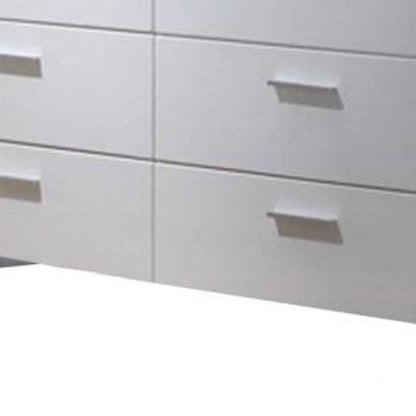63" White Wood Six Drawer Double Dresser
