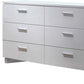 63" White Wood Six Drawer Double Dresser