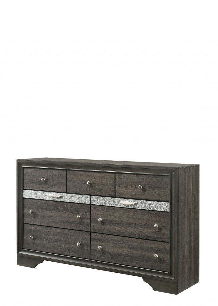 63" Black Manufactured Wood Nine Drawer Gentlemans Chest