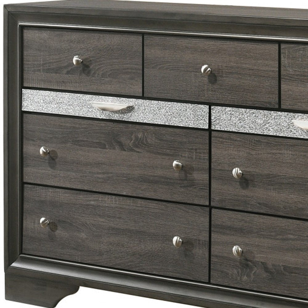 63" Black Manufactured Wood Nine Drawer Gentlemans Chest