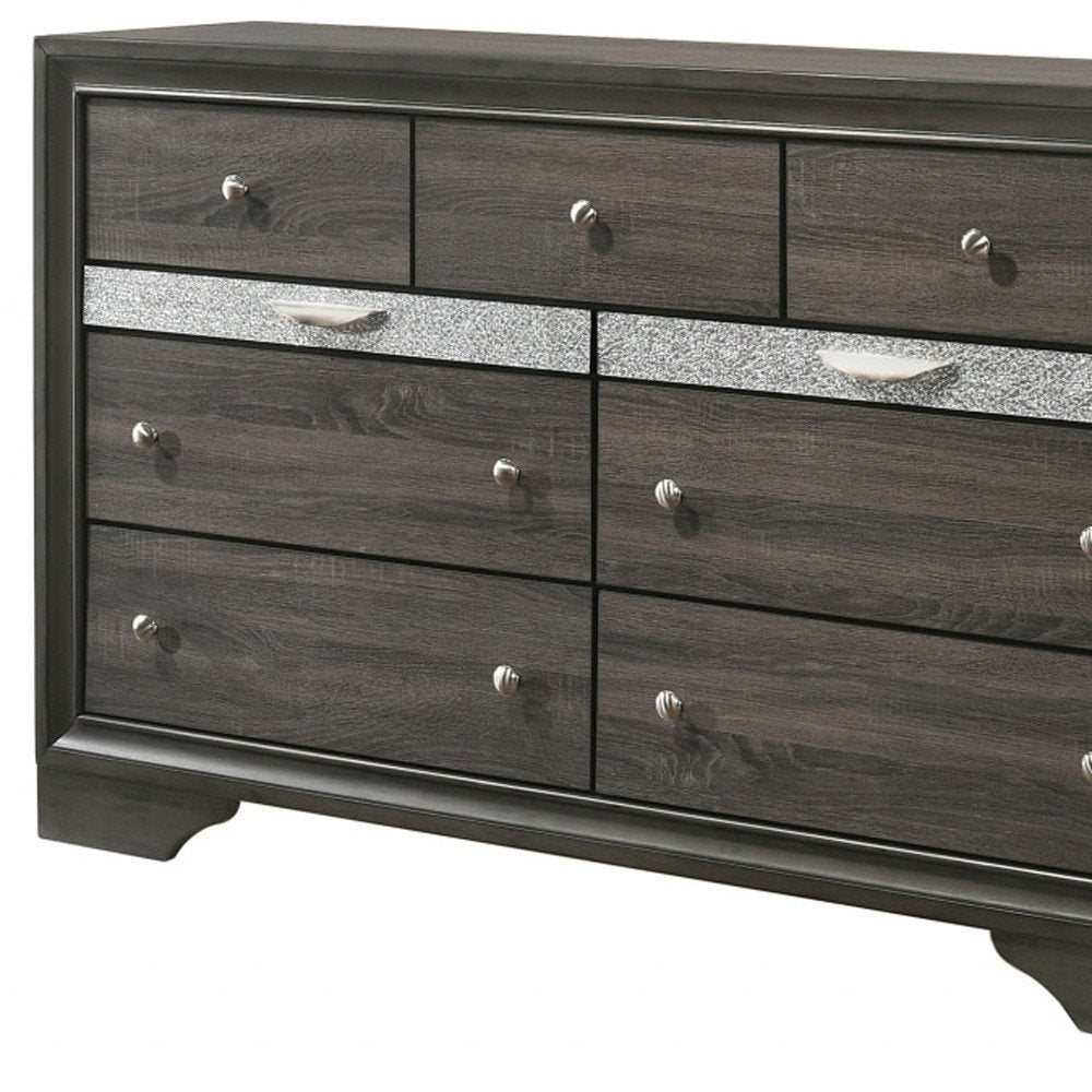 63" Black Manufactured Wood Nine Drawer Gentlemans Chest