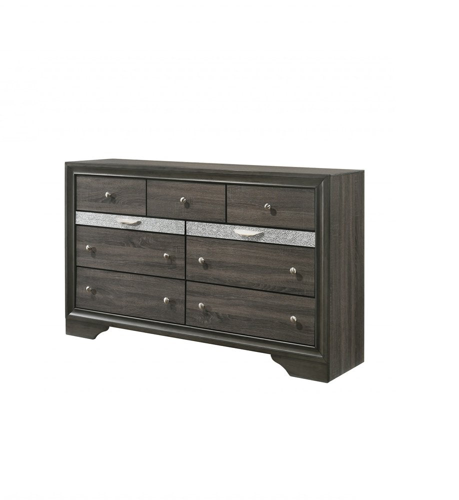 63" Black Manufactured Wood Nine Drawer Gentlemans Chest