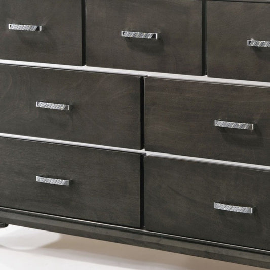 58" Gray Solid and Manufactured Wood Seven Drawer Triple Dresser