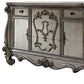 70" Platinum Carved Scrollwork Wood And Polyresin Five Drawer Triple Dresser