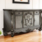 70" Platinum Carved Scrollwork Wood And Polyresin Five Drawer Triple Dresser