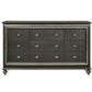 66" Gray Solid and Manufactured Wood Nine Drawer Triple Dresser