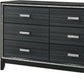 59" Natural Brown Manufactured Wood Six Drawer Double Dresser