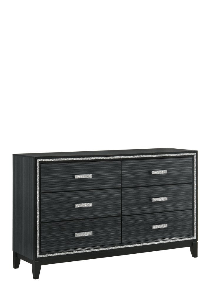 59" Natural Brown Manufactured Wood Six Drawer Double Dresser