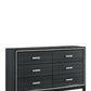 63" Black Solid and Manufactured Wood Six Drawer Double Dresser