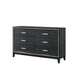 63" Black Solid and Manufactured Wood Six Drawer Double Dresser