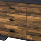 47" Walnut Black And Finish Manufactured Wood Six Drawer Double Dresser