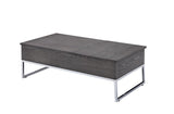 47" Gray and Silver Wood Lift Top Frame Coffee Table