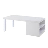 47" White and Silver Wood And Metal Frame Coffee Table With Shelf