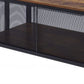 41" Brown and Black Wood And Metal Frame Coffee Table With Shelf