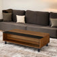 47" Brown and Black Wood Lift Top Coffee Table With Shelf