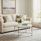 36" White and Silver Metal Round Cross Legs Coffee Table
