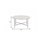36" White and Silver Metal Round Cross Legs Coffee Table