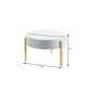 32" White and Natural Wood And Solid Wood Round Coffee Table