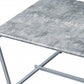 47" Gray and Silver PVC Veneer And Metal Sled Coffee Table