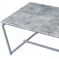 47" Gray and Silver PVC Veneer And Metal Sled Coffee Table
