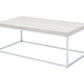 48" Chrome And White Oak Manufactured Wood And Metal Rectangular Coffee Table