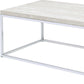 48" Chrome And White Oak Manufactured Wood And Metal Rectangular Coffee Table