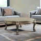 54" Gold and Bone Wood Coffee Table
