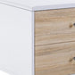 47" White and Natural Wood Frame Coffee Table With Two Drawers