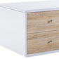 47" White and Natural Wood Frame Coffee Table With Two Drawers