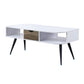 44" White and Black Melamine Veneer And Metal Coffee Table With Drawer And Shelf