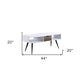 44" White and Black Melamine Veneer And Metal Coffee Table With Drawer And Shelf