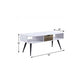44" White and Black Melamine Veneer And Metal Coffee Table With Drawer And Shelf