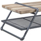 47" Natural and Gray Metal Sled Coffee Table With Shelf