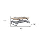 47" Natural and Gray Metal Sled Coffee Table With Shelf