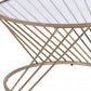 32" Clear and Champagne Glass And Metal Round Frame Coffee Table