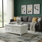 48" White Wood Lift Top Solid Coffee Table With Two Drawers